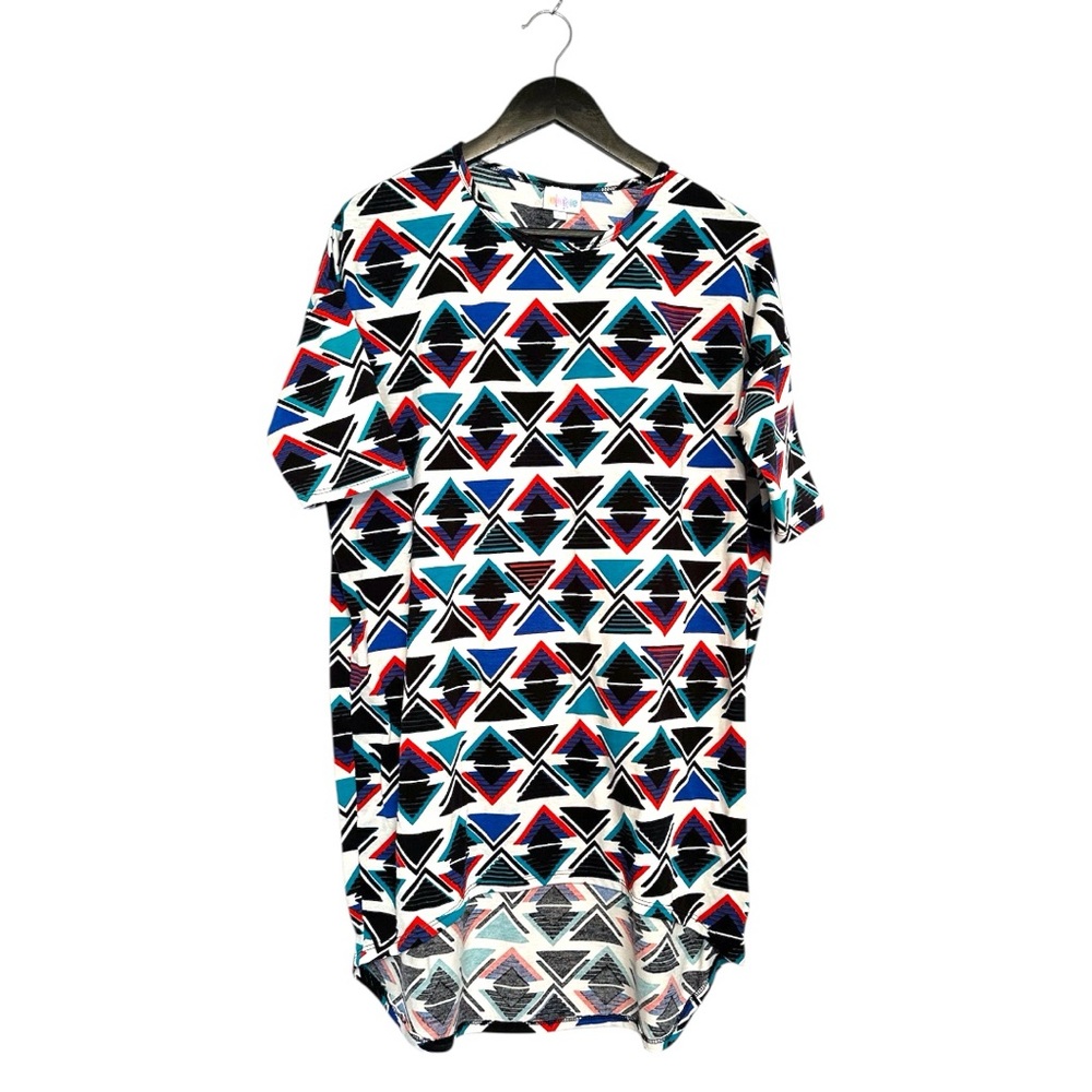 LuLaRoe Irma High-Low Tee Tunic Multicolor Geometric Print Size XS (X-Small)